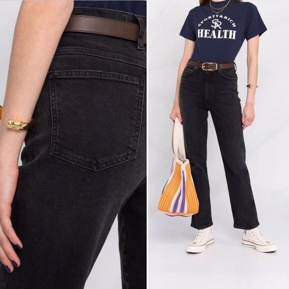 Agolde 90s Pinch Jeans Pant High Straight Black Denim Dark Classic Minimalist 25